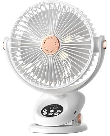PKBD 3-In-1 Tischventilator Usb Clip Akku Tisch Ventilator Table Fan mit Fernbedienung 5-Stufen Super Leise, Led-Anzeige & Beleuchtung, Usb & Akku-Betrieb Tragbar füR BüRo/Zuhause/Reise
