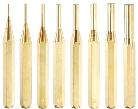 QUARKZMAN 8 Pezzi Set Punzoni in Ottone 1/16 3/32 1/8 5/32 3/16 7/32 1/4 5/16 Punzoni Cilindrici Non Marcanti per Riparazione Orologi gioielli e Artigianato