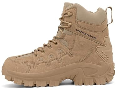 Xuanke Military Boots men's trekking & hiking footwear Commando Outdoor Desert Combat Boo ts Shoes Safety breathable Lightweight Camping Waterproof(Sand,5UK)