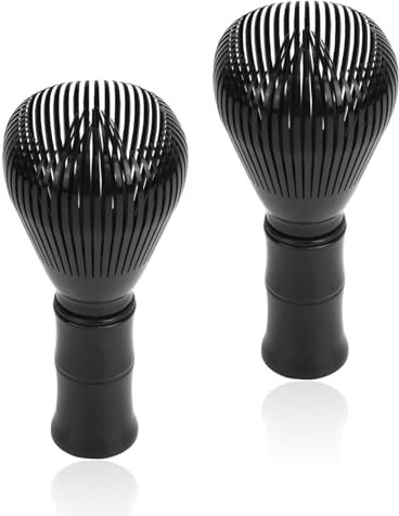 Wbgraceful 2pcs Resin Matcha Whisk, Reusable Matcha Tea Whisk Stirrer, Easy to Clean Resin Whisk for Matcha, Green Tea Brush & Stirring Tool (Black)