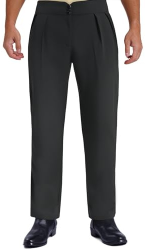 Mufeng Pantalones de Baile Latino para Hombres, Alto Talle y Detalles Acampanados, Clásicos para Jazz y Cha - Cha Negro M