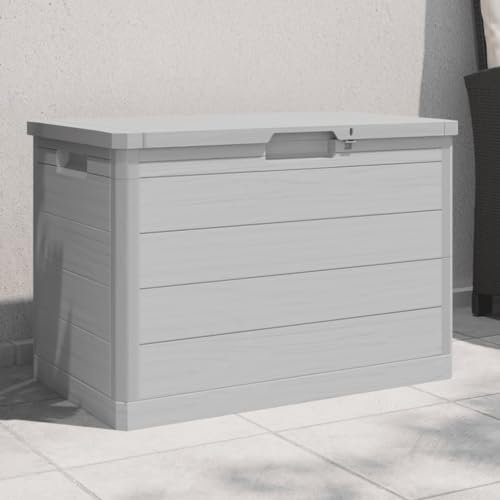 IKAYAA Baúl de Jardín, Baúl para Cojines, Caja de Almacenamiento, Organizador Herramientas, Arcón de Almacenaje para Patio Jardín, 77,5x44,5x53 cm Gris