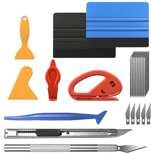 Kit Spatole per Pellicola 11 Pezzi, Set di Attrezzi per Vinile Auto con Taglierina, Spatola per Carta da Parati, Pellicole Adesive per Auto, Vetri, Telefono e DIY Wrapping