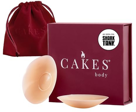 CAKES Body® sticky Circle Nipple Covers for Women - The Viral Sticky Boobs With an Adhesive-free nip nook™ - Silicone Nipple Covers with Travel Pouch - Honey, OG Size (B-DD)