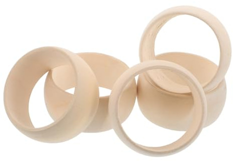 AKOOSY 5pcs Wooden Bangles for Women Unfinished Natural Round Wood Circles Beige Craft Jewelry Making Material Creative DIY Potential for Arts Crafts and Handmade Accessories