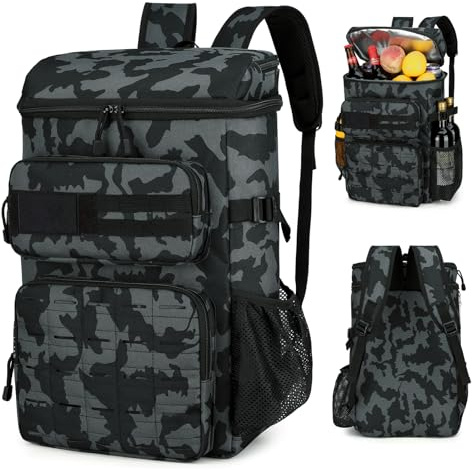 Outplea Sac à Dos Glacière Isotherme Tactique, 30L Étanche Imperméable Pouvant Contenir 30 Canettes Sac à Dos Isotherme Léger pour Camping Plage Pique Niques