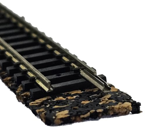 in-outdoorshop Gummikork spårsäng för modellbana | ljuddämpande spårunderlag med realistiskt utseende | 2–5 mm | för spår H0, TT, N, Z | 10 x 1 m remsor (tjocklek 2 mm/bredd spår H0 = 35 mm)