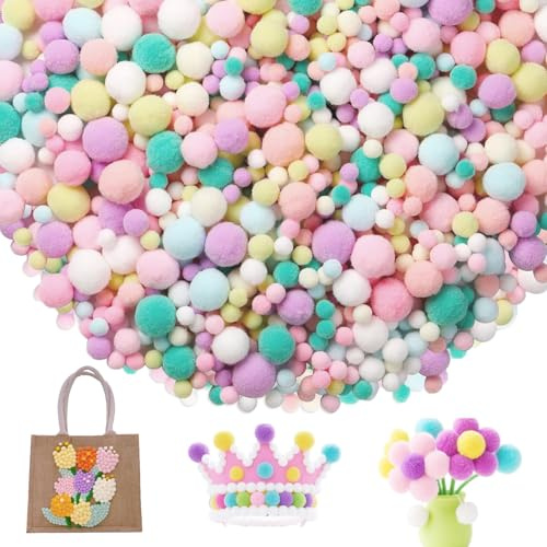 FAINCA 600 Piezas Pompones de Colores 1-3 cm Pompones Manualidades Mini Pom Pom Kit Mini Bolas de Fieltro Altamente Elástico para Manualidades Creativas Textiles Decoración (Colores Macaron)