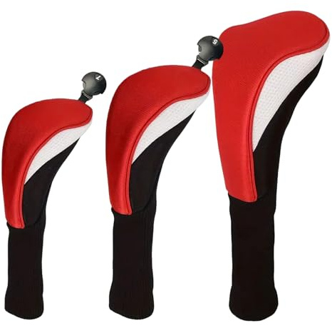 Housses de Club de Golf | 3 Pièces Ensemble De Housses en Maillage, de Tête de Driver de Golf à Long Col | pour Hommes Et Femmes Amateurs De Sport en Extérieur sur Parcours Et Terrain