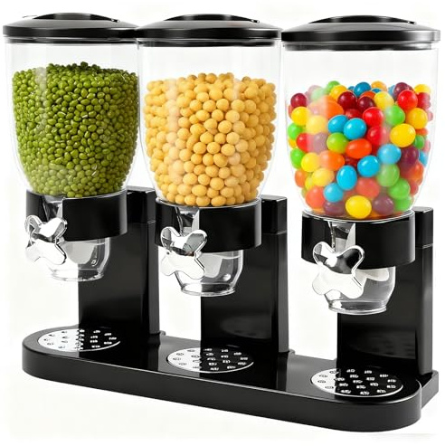YuLiMirich Cereal Dispenser 3L, lufttät flingdispenser för att organisera köksförvaringsutrymmet, frukostdispenser med 3 stycken lufttäta behållare för flingor, ris, korn, godis, kaffebönor