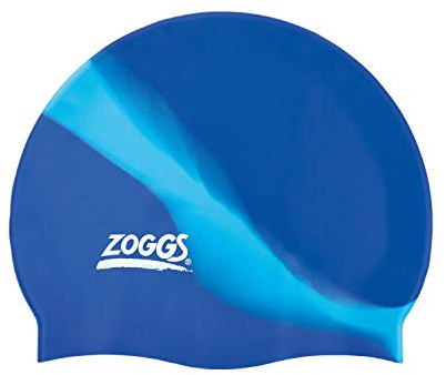 Zoggs Unisex Adult Silicone Multicolour Swimming Cap - Blue/Light Blue, One Size