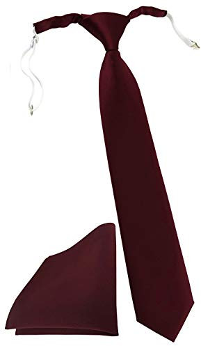 TigerTie Kinderkrawatte Einstecktuch in weinrot einfarbig Uni - vorgebundener Knoten (fest vernäht) mit Gummizug