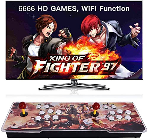 FVBADE [8000 jeux en 1] Pandora Box Arcade Game Console Wifi Fonction pour ajouter d'autres jeux PC, projecteur et TV, jeux 3D 4 joueurs catégorie préférée Enregistrer/Rechercher/Ocu