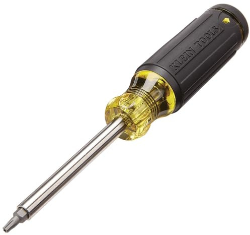 Klein Tools 32307 Multi-bit Tamperproof Screwdriver, 27-in-1 Tool with Torx, Hex, Torq and Spanner Bits with 1/4-Inch Nut Driver