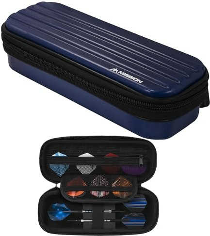 Mission Darts ABS-1 | Slimline Darts Mallette avec ABS métallique, kl-bleu, 210mm x 85mm x 50mm, Style moderne