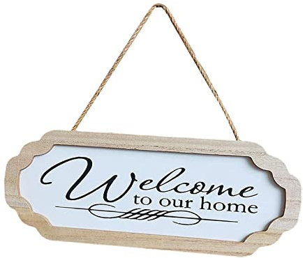 Colcolo Benvenuto nella Nostra casa Cartello per Porta d'ingresso in Legno Cartello di Benvenuto Appendiabiti da Parete Rustico Decorazione per Portico, Stile b