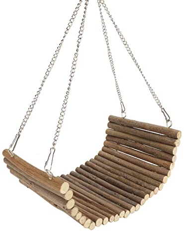 TOPINCN Kaninchen-Holzschaukel, Spielende Multifunktionale Holz-Hamster-Schaukel-Hängematte, Natürliche, Niedliche Ruheplattform, Großer Platz für Rennmäuse, Spatzen, für Hamster (15 * 35 cm)