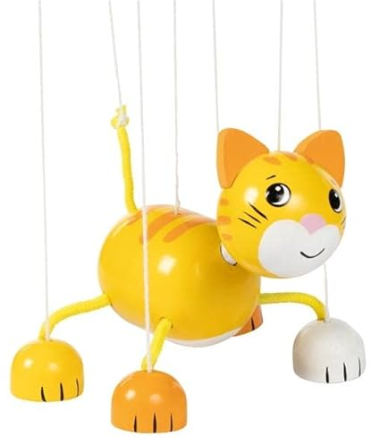 goki 51478 - Marionette Katze - vollbewegliche Marionette- Fördert Feinmotorik und Konzentration