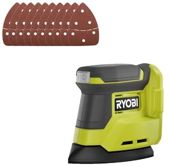 RYOBI Dreieckschleifer RPS18-0 18V OnePlus Schwingschleifer, Schleifmaschine ohne Akku und Ladegerät, 10 Stück Schleifblatt SCS10A Körnung 60/80/120