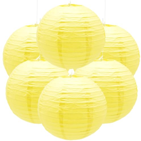 Ruidee 6 lanterne di carta, rotonde, per matrimoni, feste, compleanni, decorazioni (giallo)