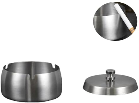 Smell Proof Ashtray with Lid for Inside Outdoors Stylish Outdoor Ash Trays Windproof Ashtrays with Anti Scratch Base for Outdoor Indoor Use Easy to Clean Ash Holder for Smokers Garden Bar