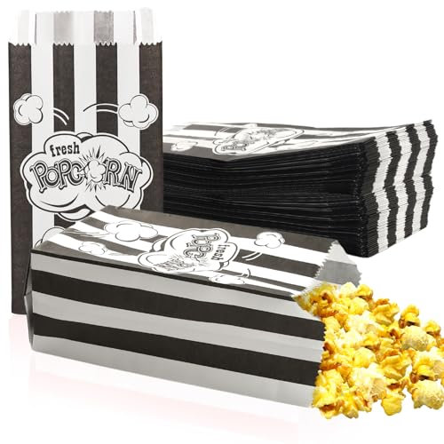 100 Pcs Petites Boite Pop Corn, Sachet Pop Corn, Sac à Pop Corn en Matériau Résistant à l'huile pour Machines à Pop Corn, Boîte à Pop corn Classique pour Party, Carnival, Cinéma (noir100)