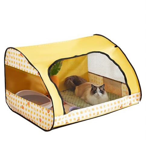 Corralito portátil para mascotas, corralito plegable multifuncional para gatos con cremallera, corralito para cachorros, jaula para mascotas, para uso en interiores y exteriores (amarillo, L, 1)