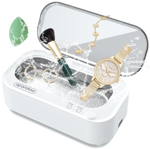 Limpiador Ultrasonidos, 48000Hz Limpiador Ultrasónico para Gafas, 350ML Limpiador Joyas Ultrasonidos Profesional para Relojes, Dentaduras,Anillos, Collares