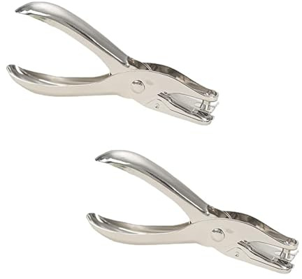 2 Pcs Single Hole Punch for Crafts Set,Metal Paper Puncher, Heavy Duty Puncher Paper, Small Hole Punch, Little Single Hole Punch for Crafts Paper Scrapbooking Card Tags 6mm+3mm (Silver)