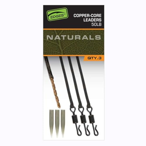 Fox Edges Naturals Copper-Core Leaders x3-3 Bas de ligne avec clip de plomb pour pêche à la carpe