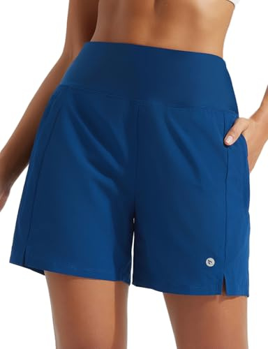 baleaf Womens Swim Shorts 5 Quick Dry Built-in Shorts Liner Navy M