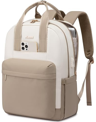 LOVEVOOK Rucksack Damen Groß, 17,3 Zoll Laptop Schulrucksack Mädchen mit Laptopfach, Wasserdicht Tagesrucksäcke Reiserucksack Arbeitstasche, Elegant Schultasche Lehrertasche für Uni Büro Freizeit