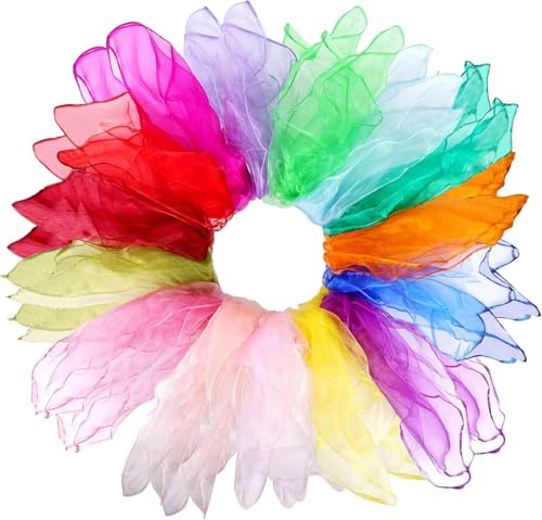 Lot de 30 foulards de jonglage - Chiffons de danse - En mousseline de soie - Multicolore - Pour jonglage - Accessoires de décoration - 60 cm