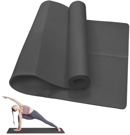 LULUWA Pliant Voyage Yoga Paillasson 6mm, Non-Slip EVA Léger Exercice Pilates Paillasson pour Yoga Pilates Accueil Entraînement et Sol Exercices 173 x 61 CM (Noir)