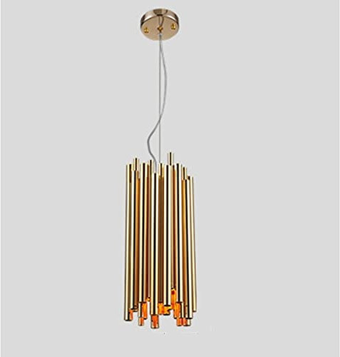 araña LED Aluminio Dorado Luminaria suspensión Lámpara Techo Accesorio de Cocina (Color: Dia18xh50cm, Tamaño: frío)