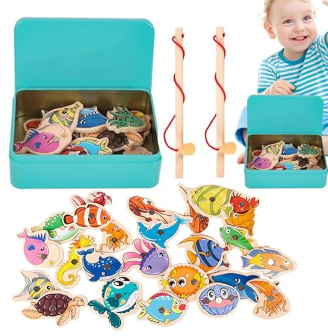 Yuemeuy Juego De Pesca | Juego Sensorial con Tablero De Pesca | Material Educativo En Casa, Juguetes Divertidos Habilidades Motrices para Niños Niñas Guardería Preescolar