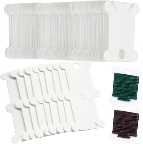 Penbin 200 PCS Embroidery Floss Bobbins Plastic Thread Organizer for Cross Stitch & Sewing, White Sewing Machine Bobbins, Durable & Portable Needlework Storage for Crafters