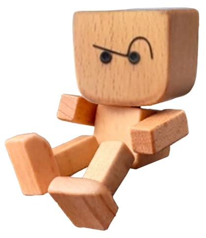 Figura de hombre de madera oscilante – Figura para hombre de madera, patas temblantes, estatua divertida para cumpleaños, viajes, camión, sedán, dormitorio, consola, oficina, vehículo o scooter casa