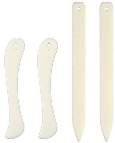 ZhuPu 4 Pcs Plastic Bone Folders, Curved and Straight Paper Creasing Tools for Scrapbooking, Bookbinding and Card Making Projects