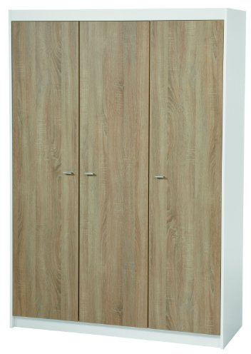 roba Kleiderschrank, Zimmerserie 'Gabriella', Schrank mit 3 Türen, Kinderkleiderschrank gefräst weiß