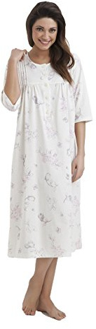 DOROTA Classica Camicia da Notte per Signora/Elegante Camicia da Notte Premaman in deliziosi Colori Pastello in 100% Cotone, Ecru, XL (48)