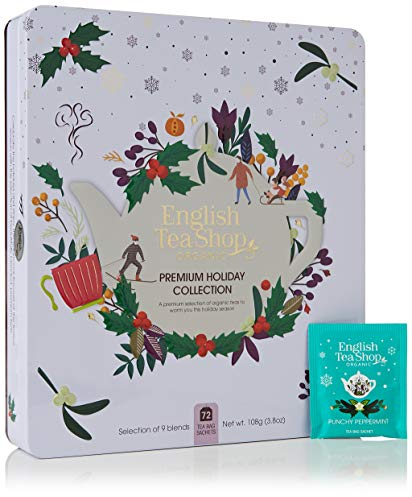 English Tea Shop – Coffret Holiday Mauve de thés et infusions de Noël biologiques – Boîte en métal de 72 sachets - 9 mélanges festifs – Cadeau thé à offrir