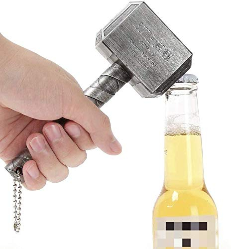 Thor Hammer Bottle Opener Mjolnir Beer Bottle Opener for Bar Party BBQ Camping Beer and Marvel Lovers (Silver)
