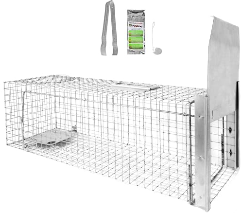 Petigi Lebendfalle zum Fangen und Umsiedeln von Marder, Katze, Biber, Fuchs, Kastenfalle aus Edelstahl, Marderfalle zur Tierabwehr, Ausführung: Modell 16 (80 x 26 x 26 cm)