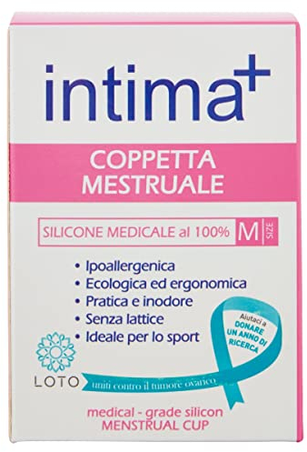 Intima+ | Coppetta Mestruale, Coppette Mestruali in Silicone Medicale al 100%, Coppa Mestruale Ecologica, Coppetta Mestruale Protettiva e Discreta, Taglia M