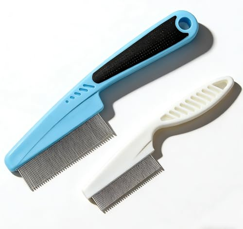 RHINORO (Set of 2) Head Hair Flea Lice Louse Nits Aggs Nitty Fine Plastic Metal Handled Brush Comb Combs Remover