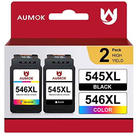 AUMOK PG-545XL CL-546XL Multipack Kompatibel für Canon Druckerpatronen 545 546 für Canon MX495 Patronen für Canon PIXMA TR4550 TR4551 TS3150 TS3450 TS3350 TS3351 MG3050 MG2550S (1 Schwarz, 1 Farbe)