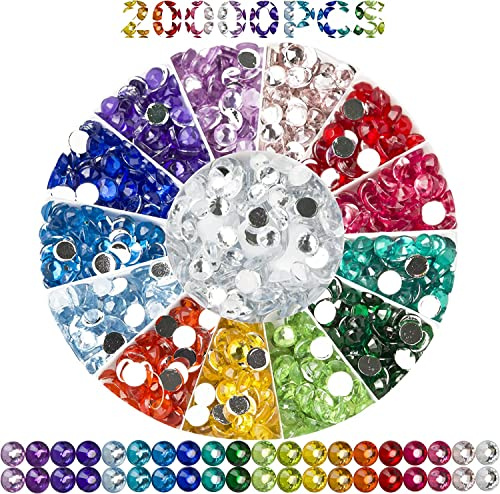 Rhinestones Diamond målning pärlor, Diamond Painting Tillbehör, Diamond Bead Art Diamond målning borrar, Diamond Art tillbehör och verktyg, Rhinestones för makeup, 20 färger rund pärla, 20000PCS