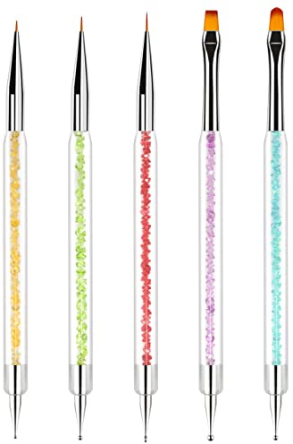 Sularpek Nail Art Borstar, 5 st Nail Art Pensel, Nail Art Penna, Dotting Tool, Med Nail Extension Gel Pensel, Nail Art Penna Målningsverktyg, för Nail Art Design, Målning, Detaljering