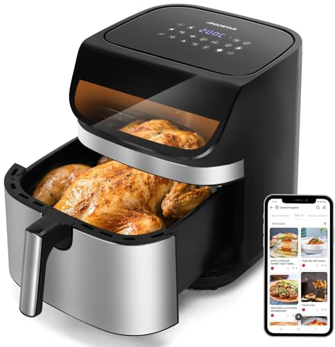 Aigostar Heißluftfritteuse XXL 8,8L, Dual Blaze, Airfryer 55% energiesparend mit 13 Programme, Metall-Innenraum, 100+ Online Rezept, LED Touchscreen & Sichtfenster, 2200W, Schwarz